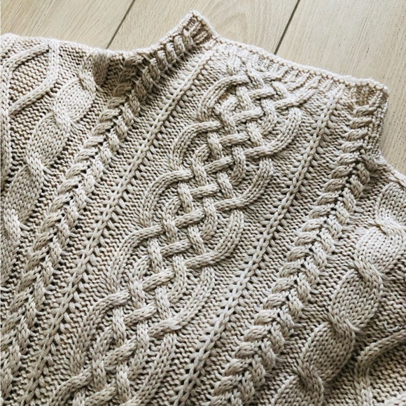 Amaryllis Fringe Cable Knit Sweater in Beige - Picture 5 of 10